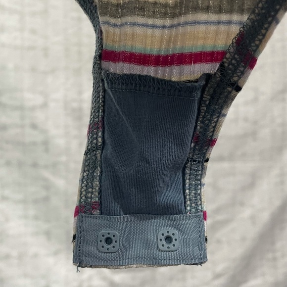 NWT Large Free People Put A Stripe On It Thong Bodysuit Vneck Long Sleeves - Picture 11 of 15